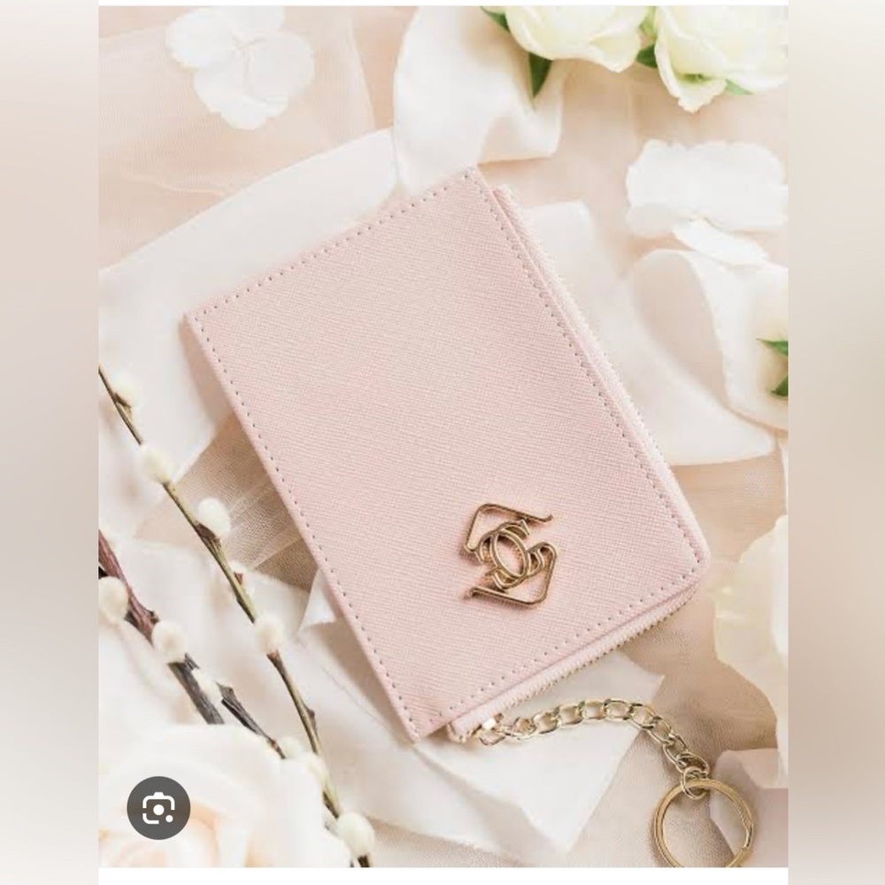 Glass Ladder & Co Keychain Zip Wallet - blush w gold hardware - unused